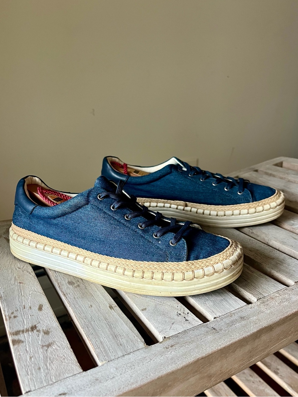 Sam Edelman Kavi Platform Espadrille Sneakers Denim Blue 8.5 Rope Sole